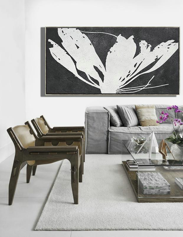 Extra Large Canvas Art,Handmade Acrylic Painting,Oversized Horizontal Minimal Art On Canvas - Modern Abstract Wall Art